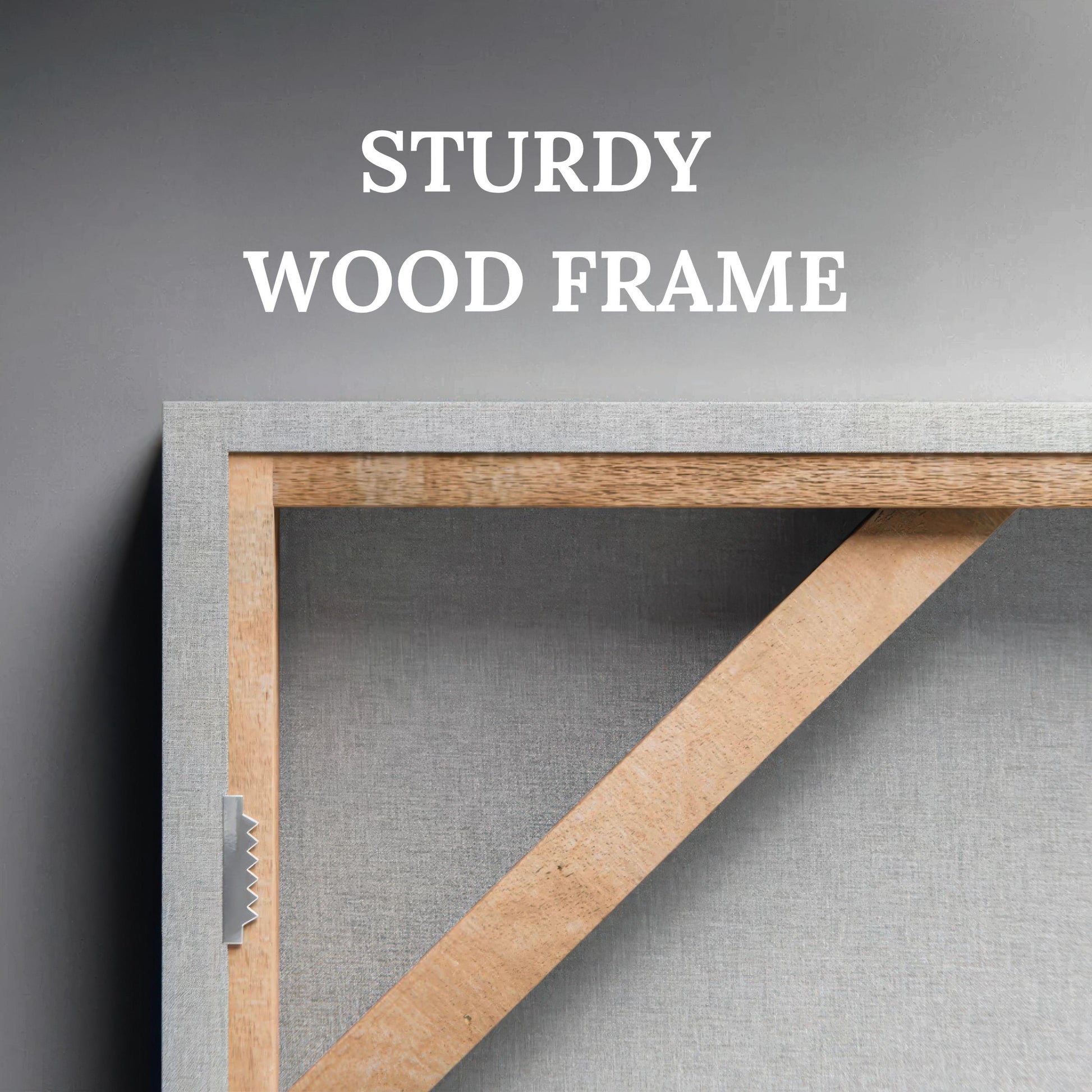 A sturdy wood frame in a gallery-style design, offering durability to the canvas.