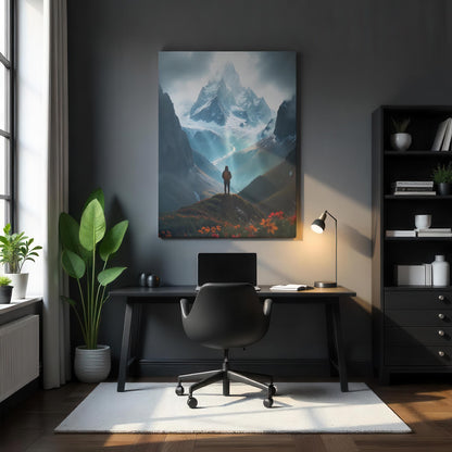 Mountain Landscape Canvas | Scenic Nature Inspirational Wall Art | Hiker's View Wall Decor | Beautiful Landscape Art | Outdoor Wall Art
