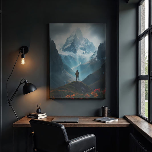 Mountain Landscape Canvas | Scenic Nature Inspirational Wall Art | Hiker's View Wall Decor | Beautiful Landscape Art | Outdoor Wall Art