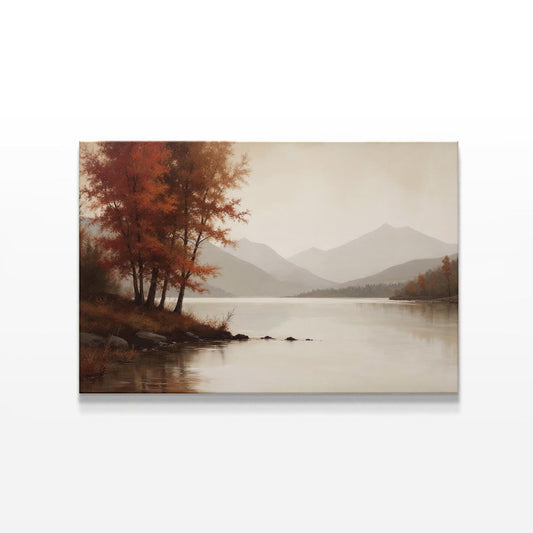 Still Waters Canvas Wall Art | Psalm 23 Art | Serene Lake and Autumn Trees Print | Tranquil Landscape Wall Art | Nature Inspired Home Decor