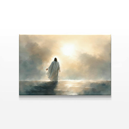 Upon the Waters | Jesus Walking on Water Canvas | Christian Art Print | Jesus Christian Wall Art for Home | Faith Based Decor Gift