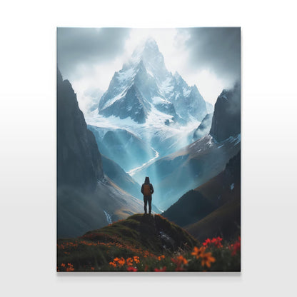 Mountain Landscape Canvas | Scenic Nature Inspirational Wall Art | Hiker's View Wall Decor | Beautiful Landscape Art | Outdoor Wall Art