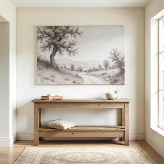 Large Canvas Wall Art | Black and White Print | Peaceful Nature Canvas | Tree Nature Wall Decor