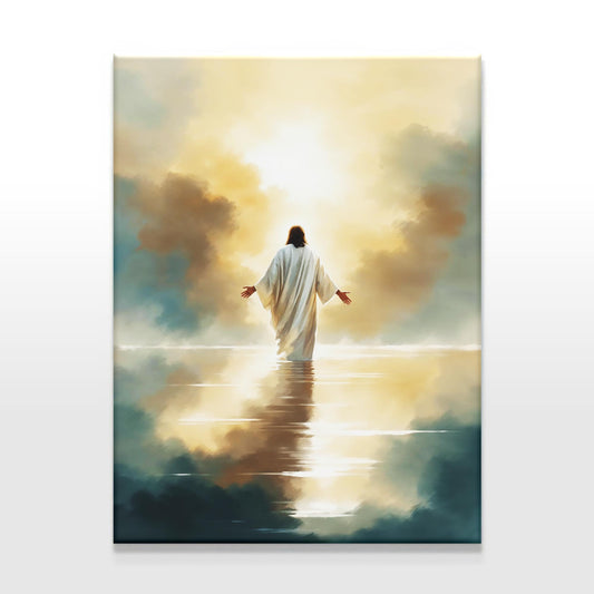 Jesus Canvas Wall Art | Christ Walking on Water Print | Inspirational Christian Artwork | Spiritual Wall Decor | Religious Faith Canvas Art