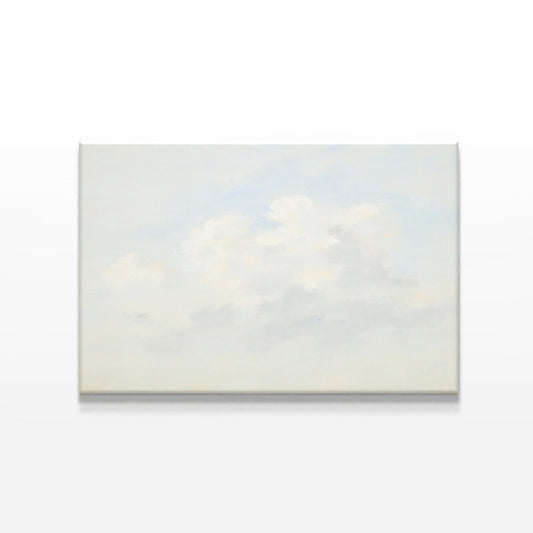 Minimalist cloud painting canvas featuring soft blue and white tones. A neutral sky artwork perfect for calming, modern, or contemporary interior decor.