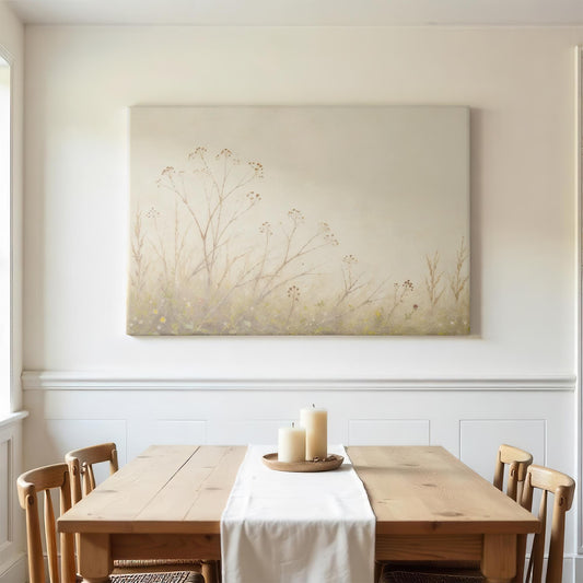 Large Canvas Wall Art | Vintage Floral Painting Canvas | Peaceful Nature Print | Neutral Nature Wall Decor | Flower Canvas Art