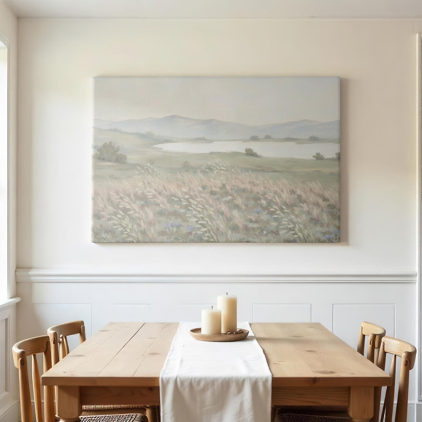 Extra Large Canvas | Vintage Landscape Painting Print | Peaceful Nature Canvas | Neutral Nature Wall Decor