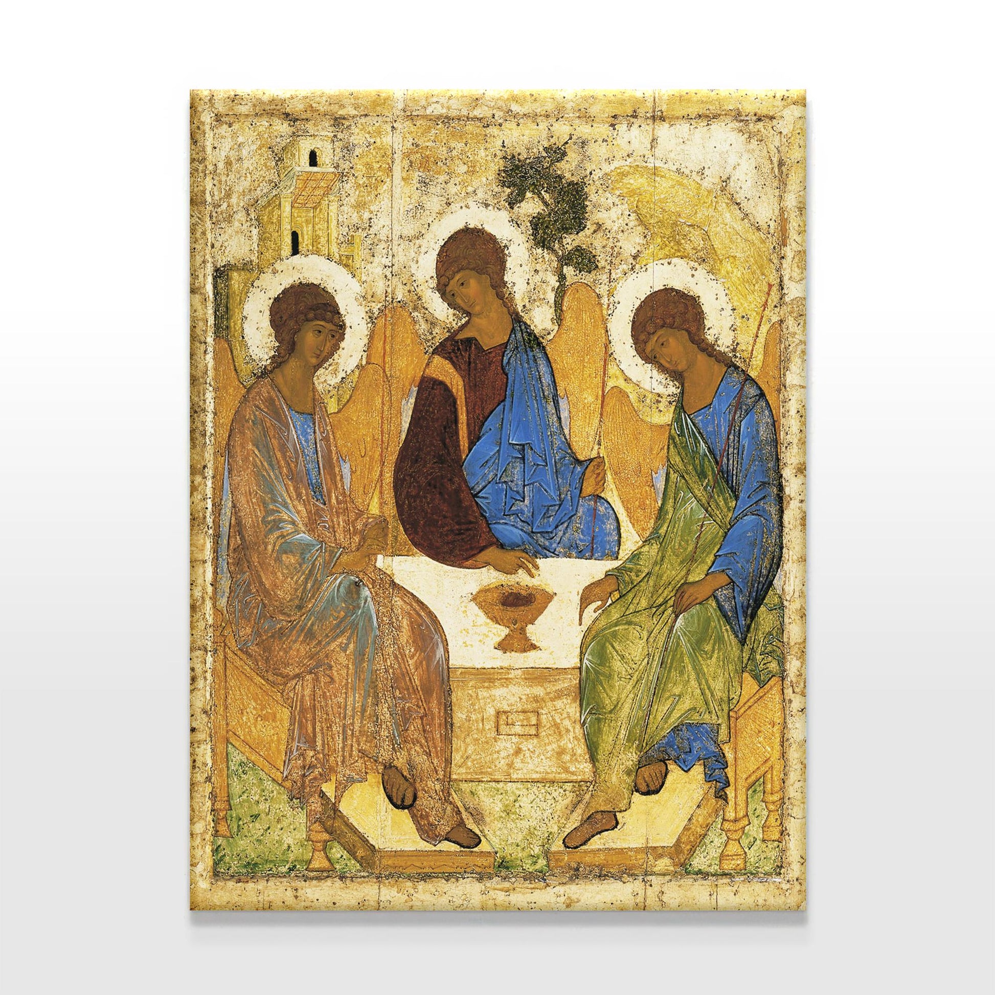 An Orthodox Holy Trinity icon canvas print, featuring Andrei Rublev’s masterpiece