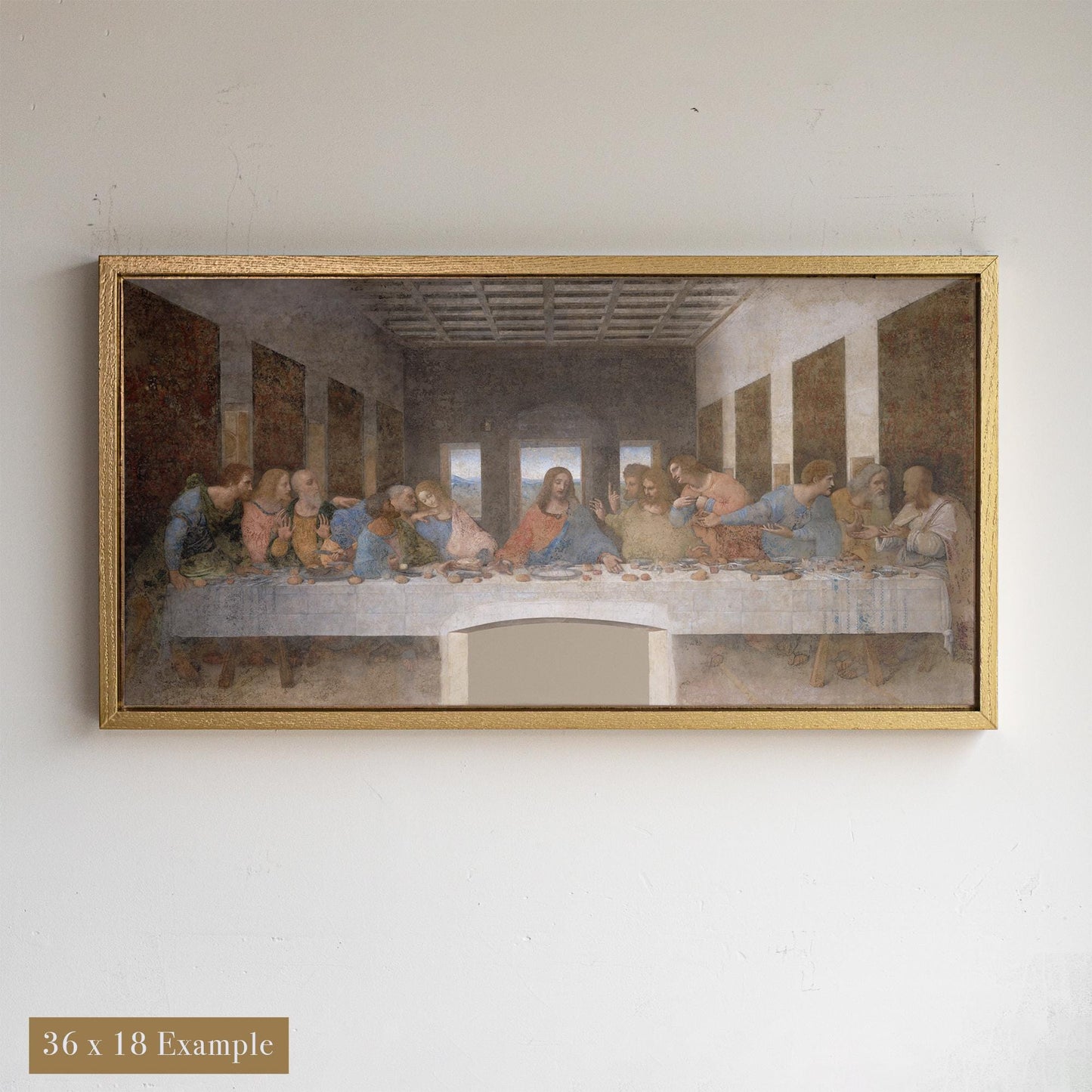 The Last Supper Painting Framed Canvas Wall Art Leonardo Da Vinci Painting