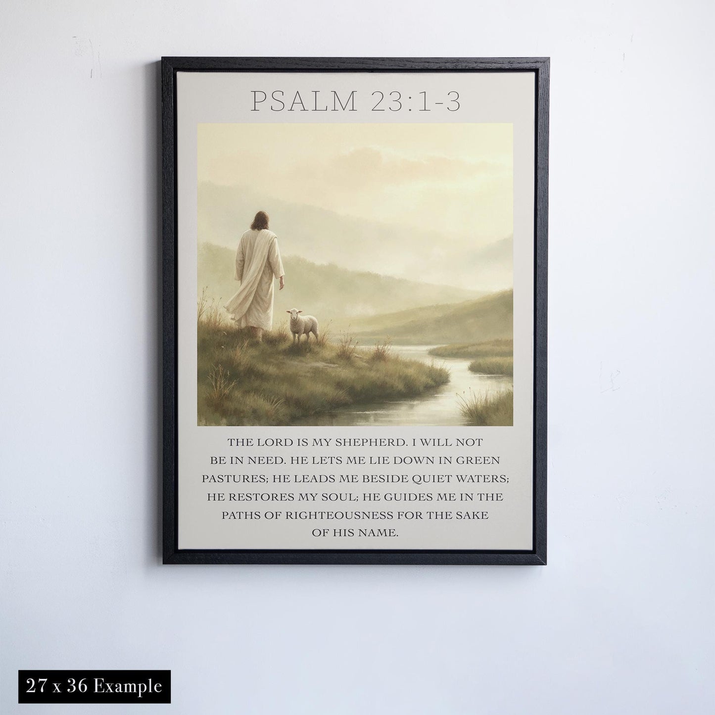 Psalm 23 Wall Art | Large Bible Verse Canvas | Scripture Print | Good Shepherd Art | Large Christian Canvas