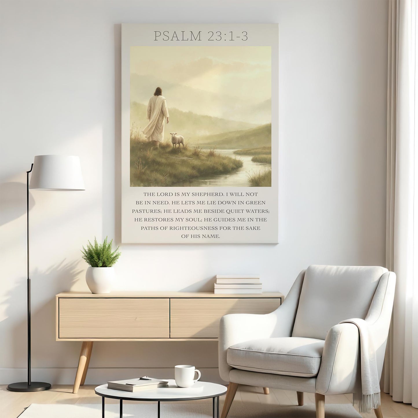 Psalm 23 Wall Art | Large Bible Verse Canvas | Scripture Print | Good Shepherd Art | Large Christian Canvas