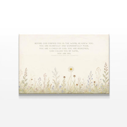 Christian Nursery Wall Art | Floral Scripture Print | Bible Verse for Girls | Psalm 139:14 Fearfully and Wonderfully Made Baby Room Decor