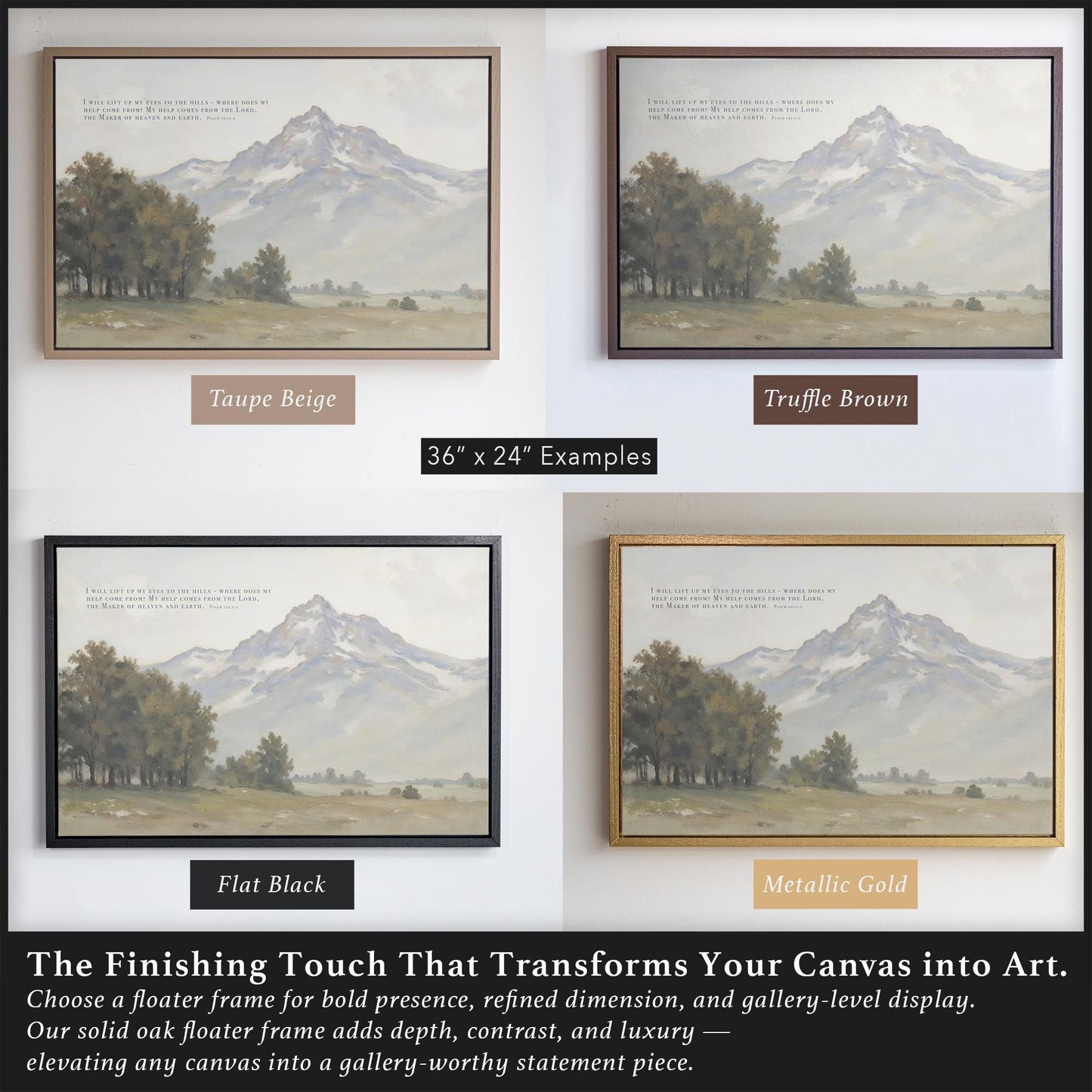 Vintage Psalm 121 Scripture Print | Extra Large Canvas | Bible Verse Wall Decor | Peaceful landscape Canvas