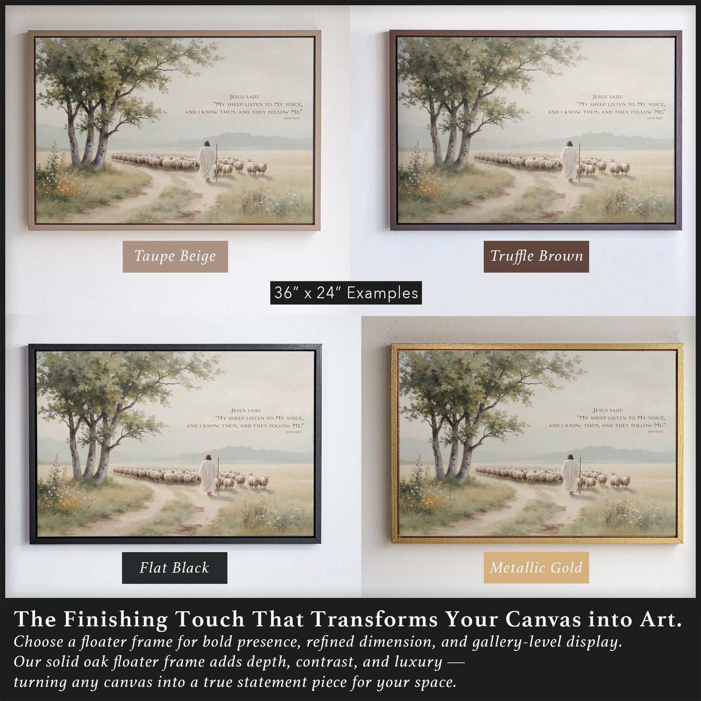 Good Shepherd Canvas | Scripture Wall Art | John 10:27 Print | Jesus and His Sheep Artwork | Faith Inspired Home Decor | Christian Shepherd