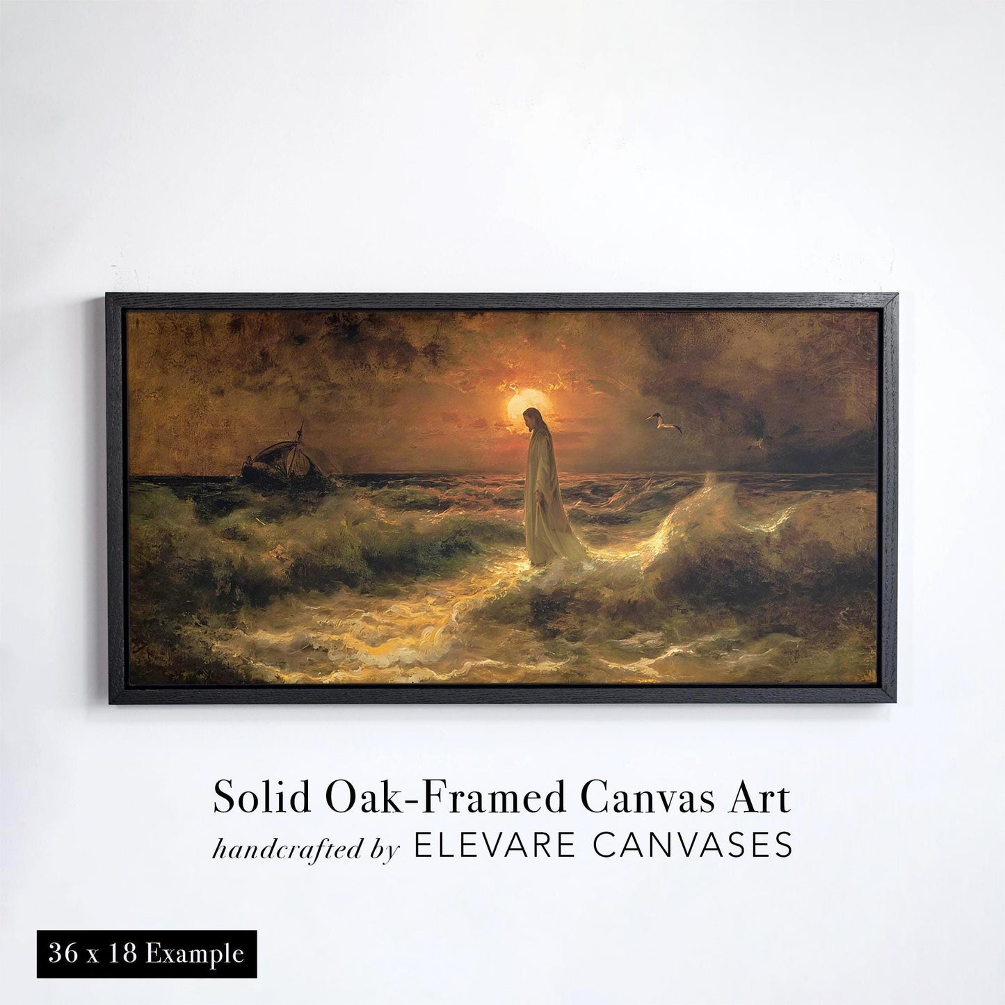 Christ Walking on the Waters Canvas Painting | Christian Painting Wall Art | Julius Sergius von Klever Painting Print