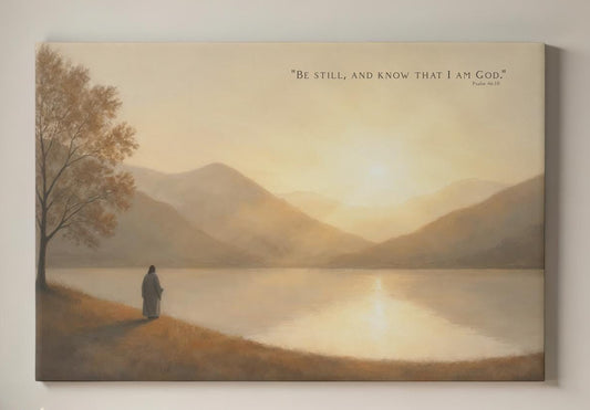 Psalm Scripture Christian Wall Art | Psalm 46 10 Canvas Art | Minimalist Christian Art Print | Bible Verse Wall Decor | Calming Wall Art