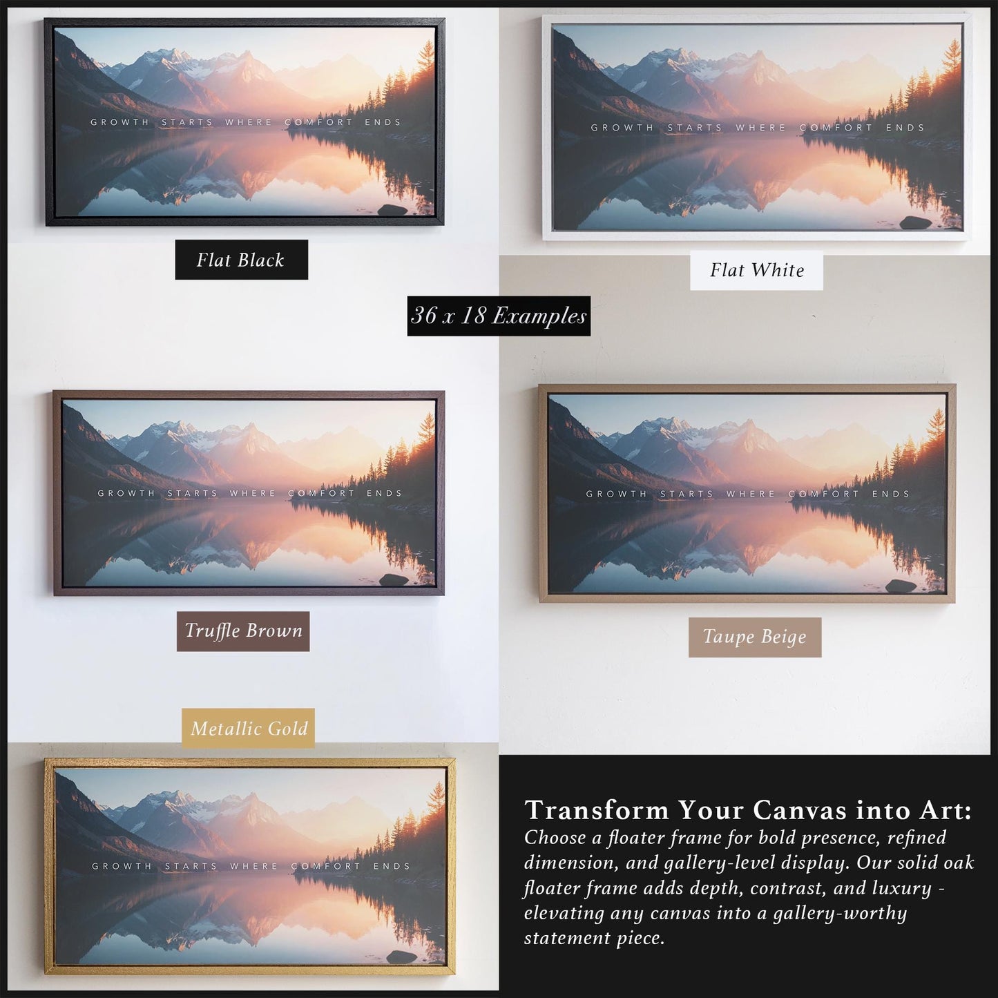 Office Wall Art | Motivational Quote Canvas | Mountain Sunrise Decor for Home Office | Peaceful Nature Wall Decor