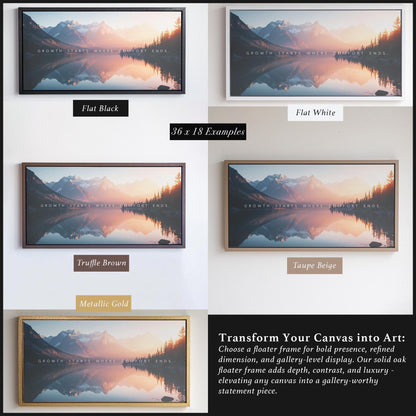 Office Wall Art | Motivational Quote Canvas | Mountain Sunrise Decor for Home Office | Peaceful Nature Wall Decor