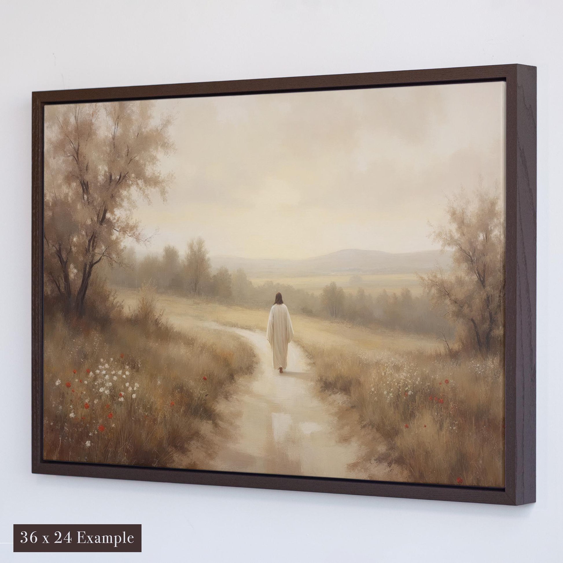 Christian Wall Art | Jesus Walking Landscape Canvas | The Way, Truth, and Life Wall Decor | Faith-Inspired Print | Jesus Nature Canvas Art