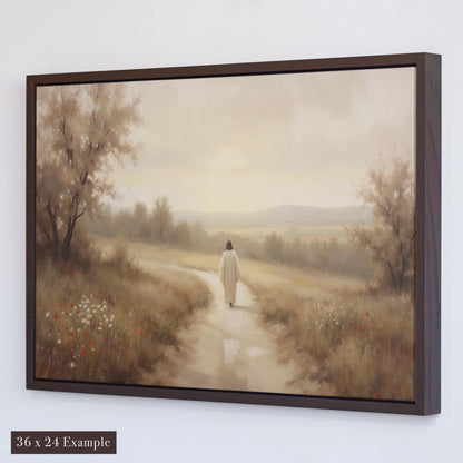 Christian Wall Art | Jesus Walking Landscape Canvas | The Way, Truth, and Life Wall Decor | Faith-Inspired Print | Jesus Nature Canvas Art