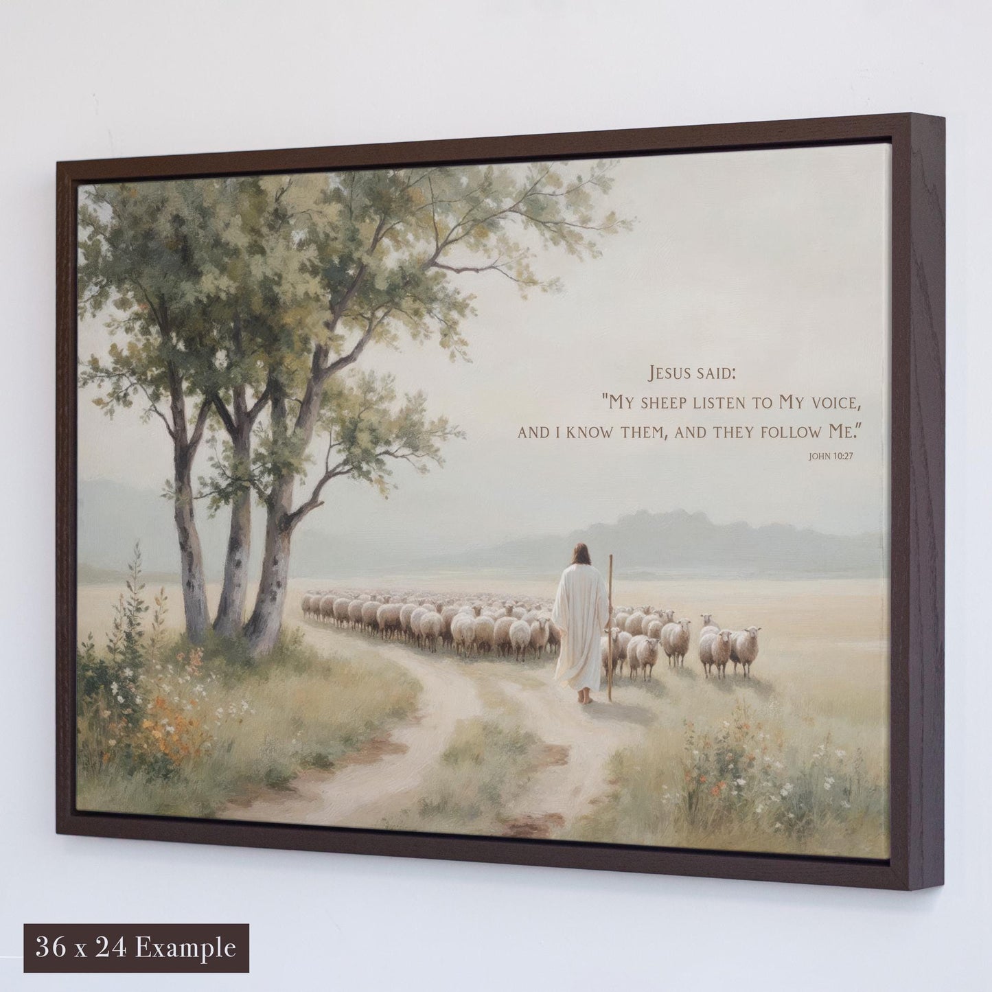 Good Shepherd Canvas | Scripture Wall Art | John 10:27 Print | Jesus and His Sheep Artwork | Faith Inspired Home Decor | Christian Shepherd