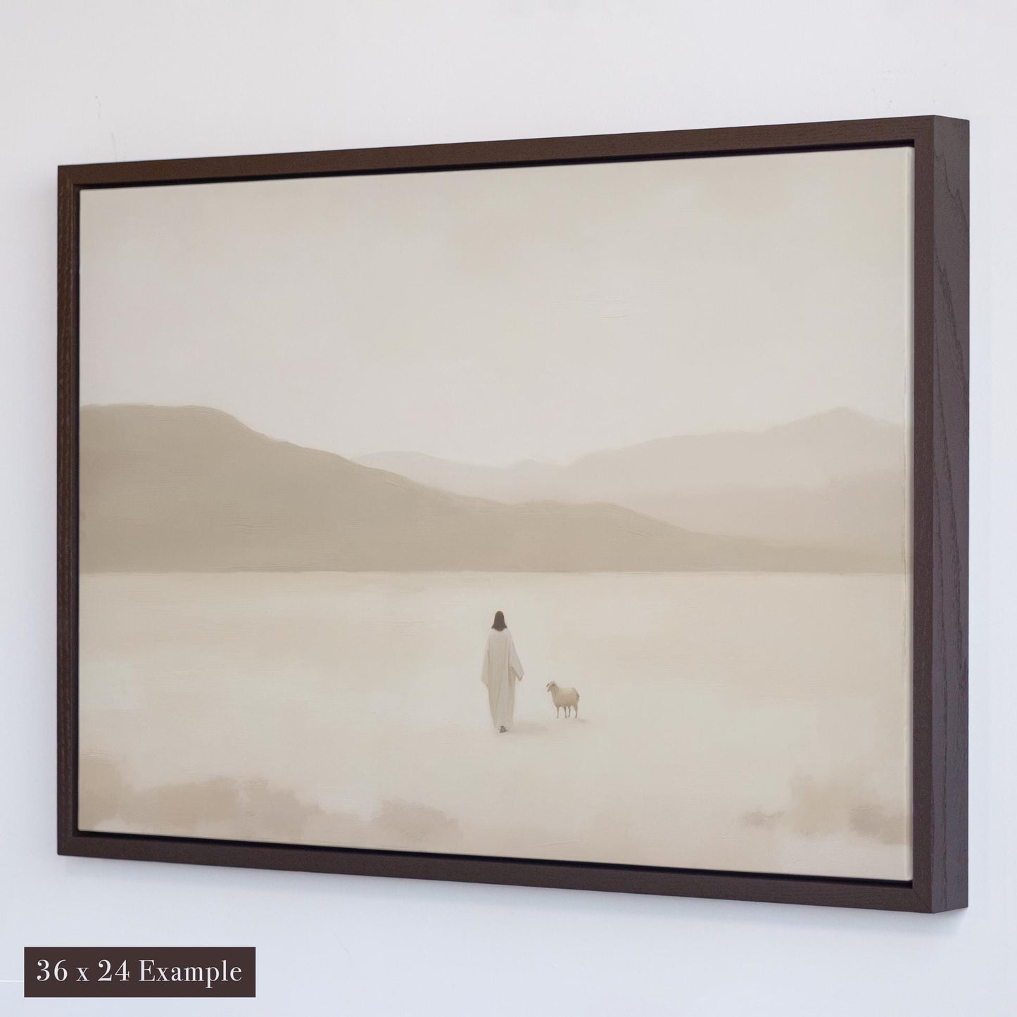 Christian Canvas | Jesus and the Lost Sheep Print | Luke 15:4 Wall Art| Minimalist Christian Bible Verse Wall Art | Faith-Inspired Canvas