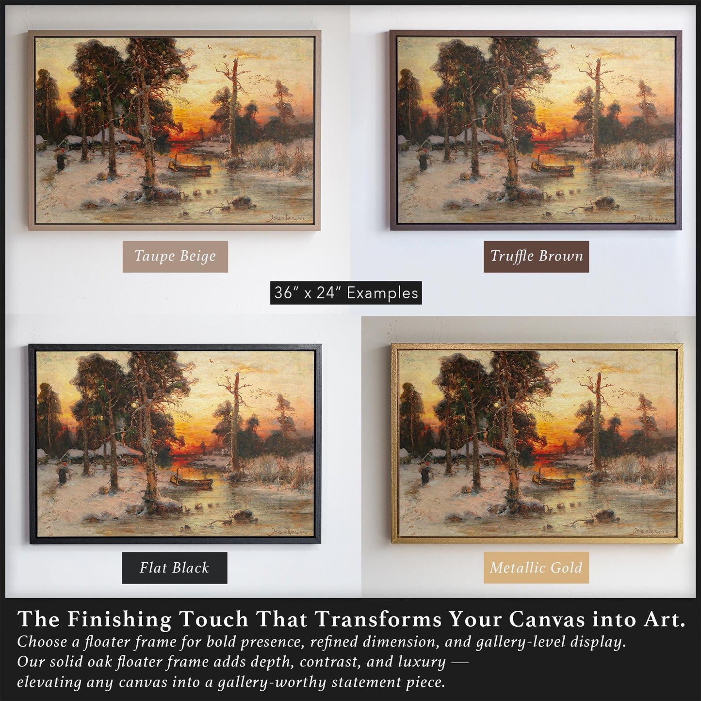 Winter Landscape Canvas Art | Returning Home at Sunset by Julius von Klever | Peaceful Nature Painting | Famous Painting Print