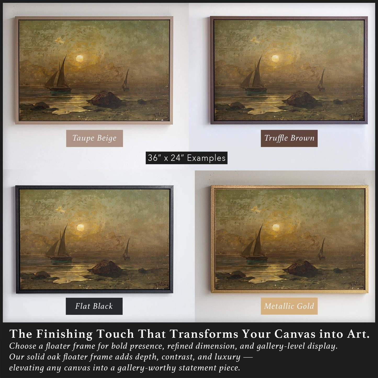 Nautical Canvas Wall Art | Meremotiiv by Julius von Klever | Moonlight Ocean Painting | Coastal Sailboat Print for Cabin or Beach House
