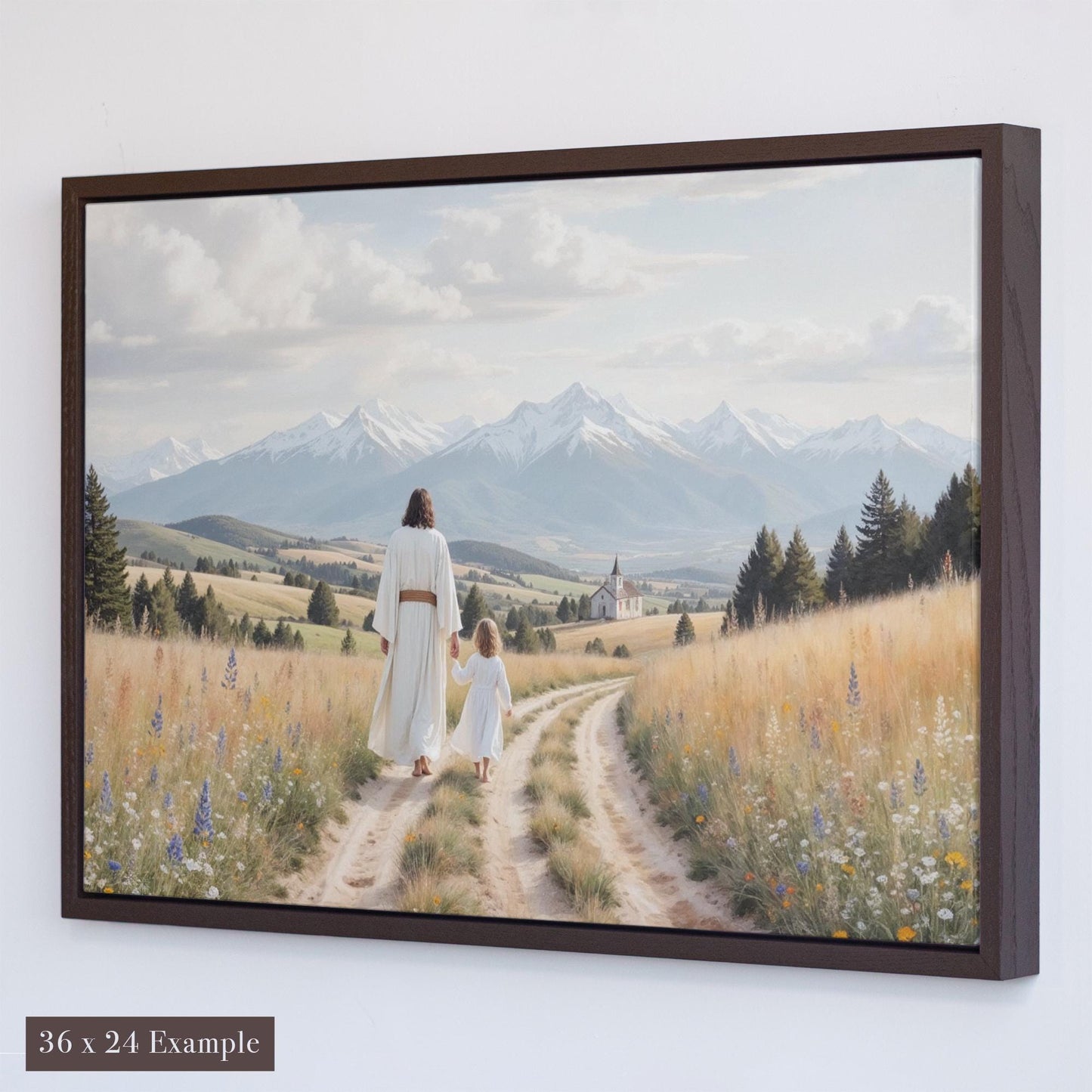Christian Nursery Canvas Art | Walk with Jesus – Inspired by Matthew 19:14 | Peaceful Scripture Wall Decor | Bible Verse Print for Kids Room