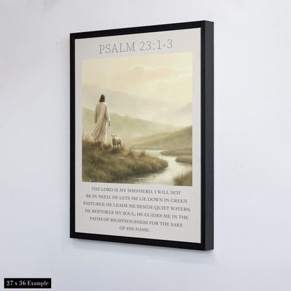 Psalm 23 Wall Art | Large Bible Verse Canvas | Scripture Print | Good Shepherd Art | Large Christian Canvas