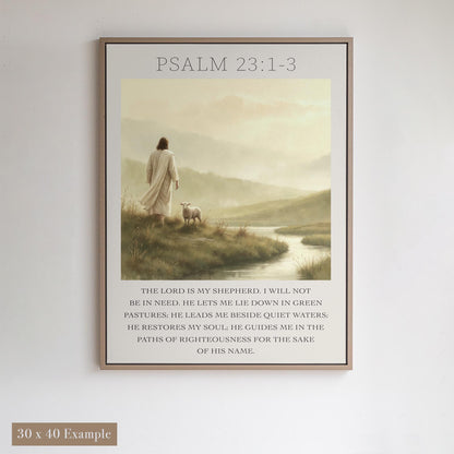 Psalm 23 Wall Art | Large Bible Verse Canvas | Scripture Print | Good Shepherd Art | Large Christian Canvas