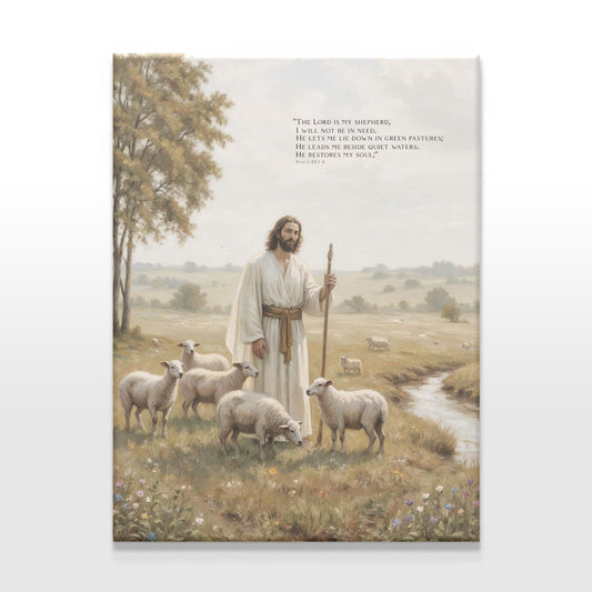 Psalm 23 Canvas Wall Art | Jesus the Good Shepherd Canvas | Christian Bible Verse Decor for Home | Faith-Based Gift for Believers