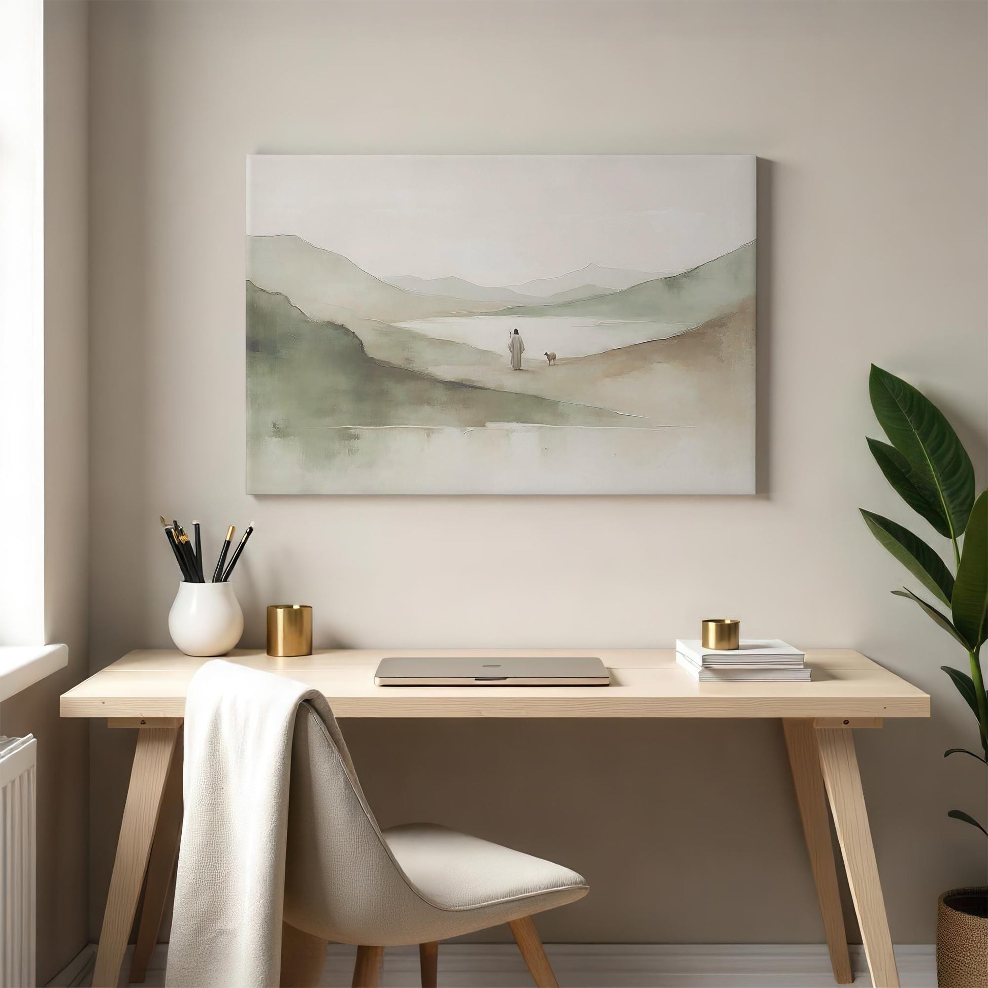 Psalm 23 Canvas Print | Jesus and the Lamb Wall Art | Christian Gift for Home or Prayer Room