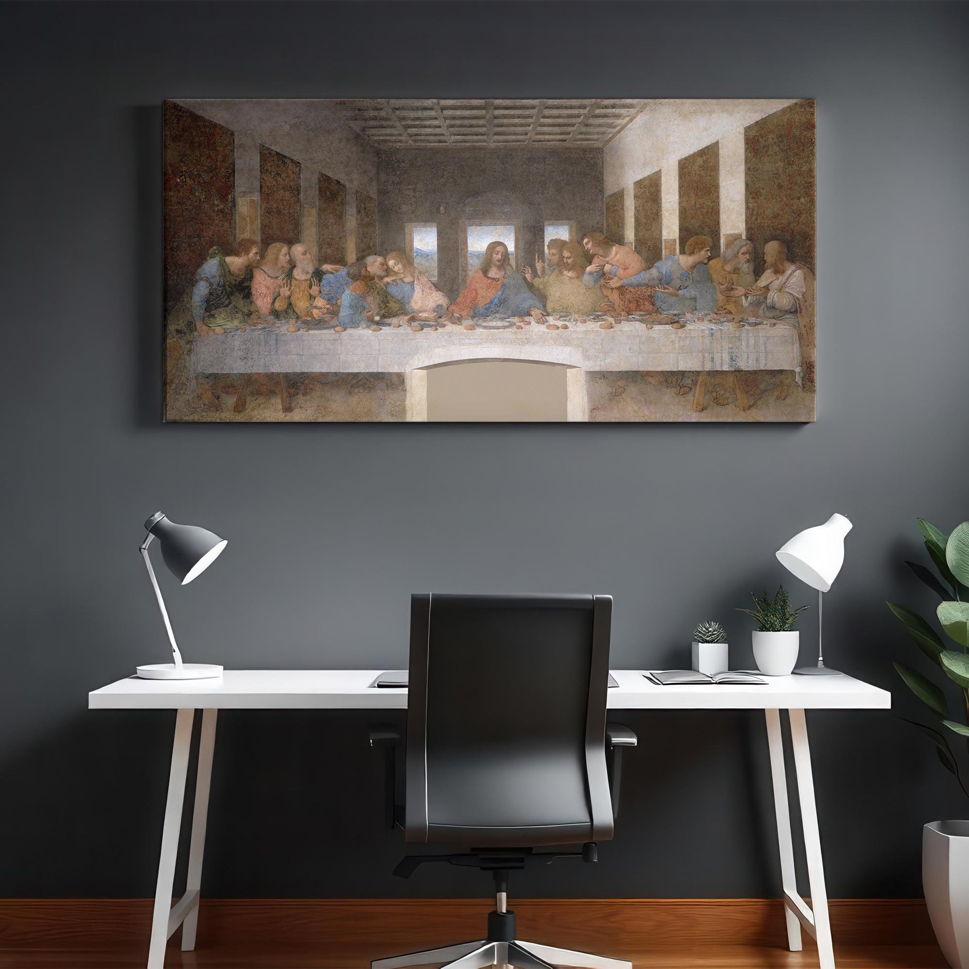 The Last Supper Painting Framed Canvas Wall Art Leonardo Da Vinci Painting