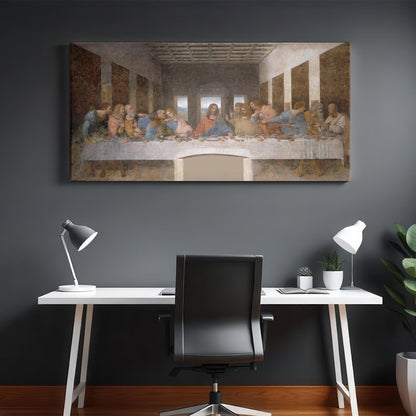 The Last Supper Painting Framed Canvas Wall Art Leonardo Da Vinci Painting