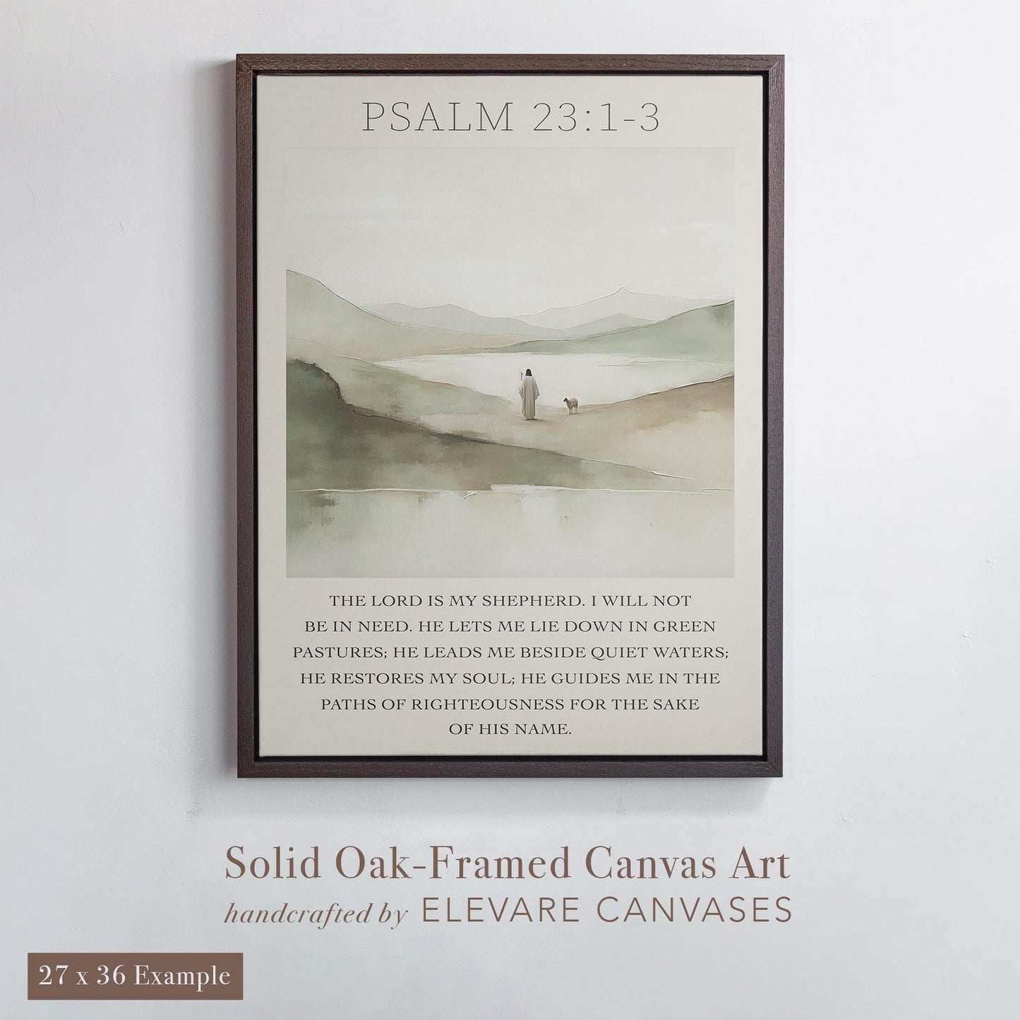 Psalm 23 Scripture Print | Jesus with Lamb Wall Art | Christian Nursery Decor | Faith Canvas for Office or Prayer Room