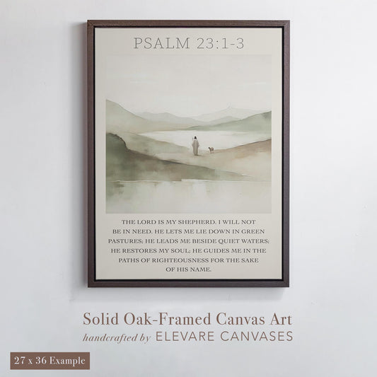 Psalm 23 Scripture Print | Jesus with Lamb Wall Art | Christian Nursery Decor | Faith Canvas for Office or Prayer Room