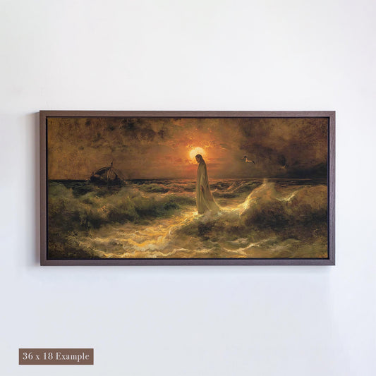 Christ Walking on the Waters Canvas Painting | Christian Painting Wall Art | Julius Sergius von Klever Painting Print