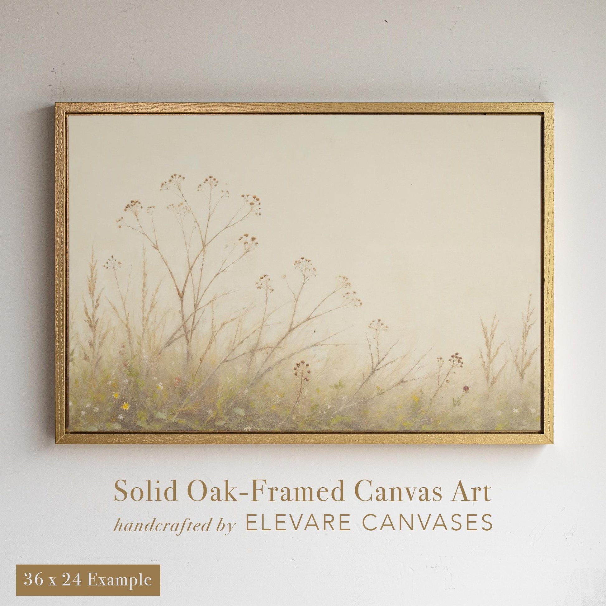 Large Canvas Wall Art | Vintage Floral Painting Canvas | Peaceful Nature Print | Neutral Nature Wall Decor | Flower Canvas Art