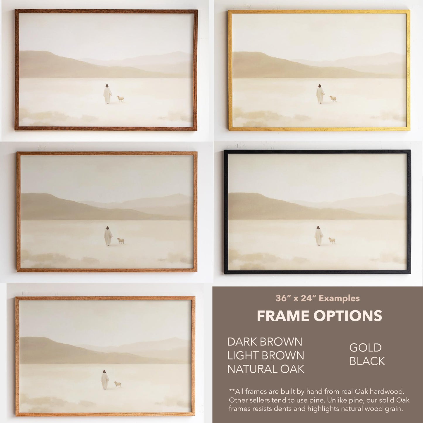 Jesus and the Lost Sheep Wall Art | Christian Framed Art | Luke 15:4 Canvas Art | Minimalist Christian Bible Verse Wall Art