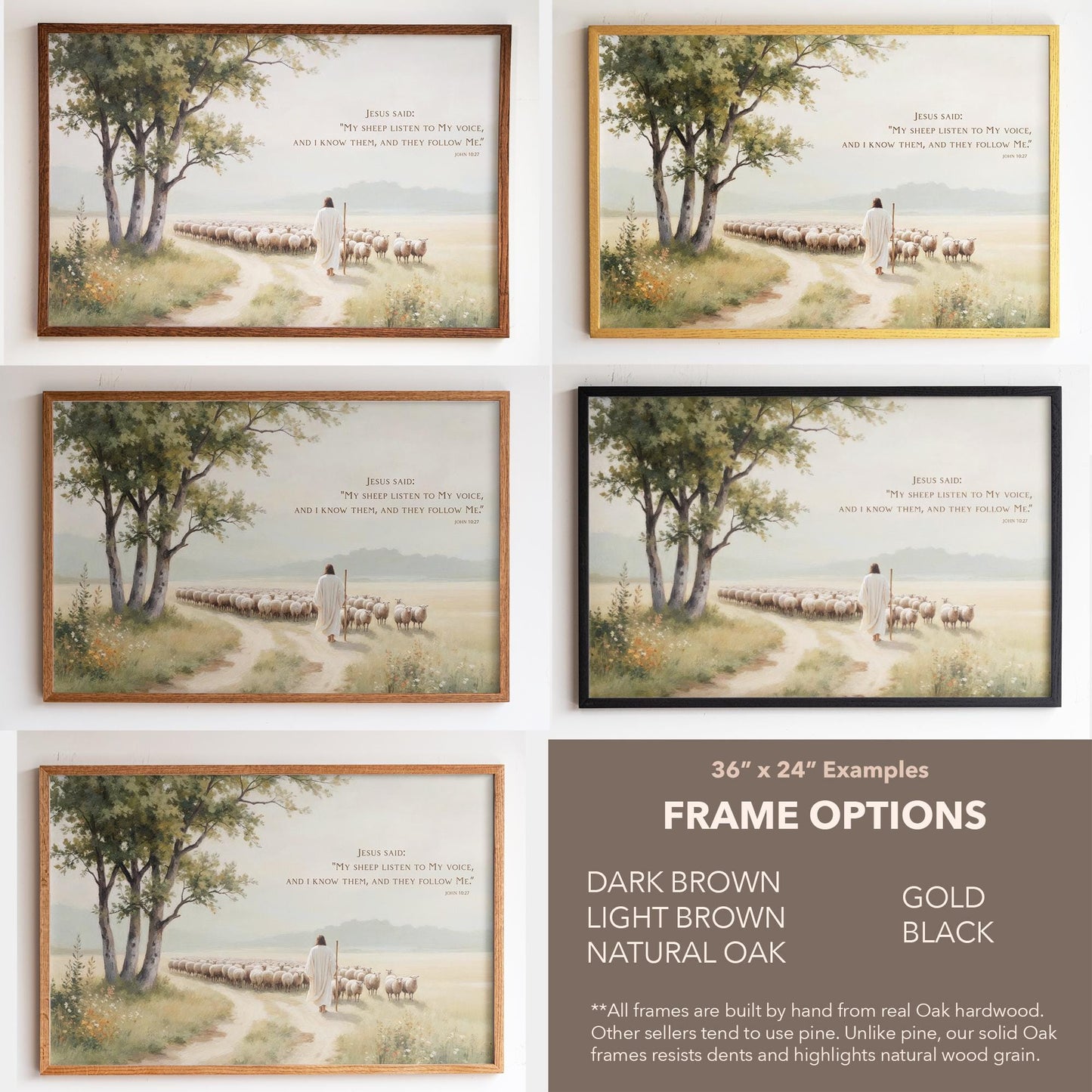 Good Shepherd Framed Art | Scripture Wall Art | John 10:27 Art | Jesus and His Sheep Canvas | Faith-Based Home Decor | Lost Sheep