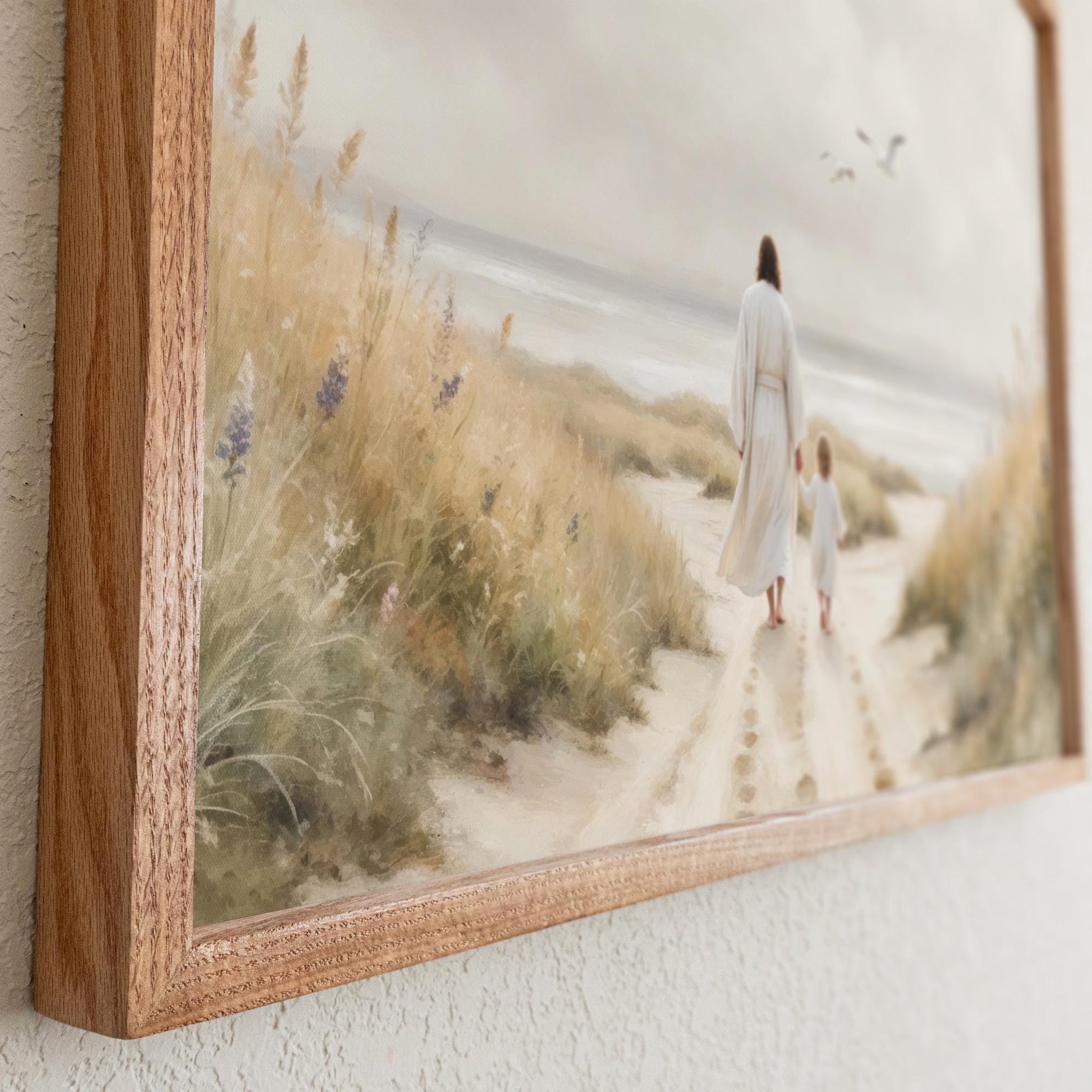 Christian Nursery Framed Art | Jesus Canvas Print for Baby Room | Newborn Gift | Baptism or Christening Gift Idea