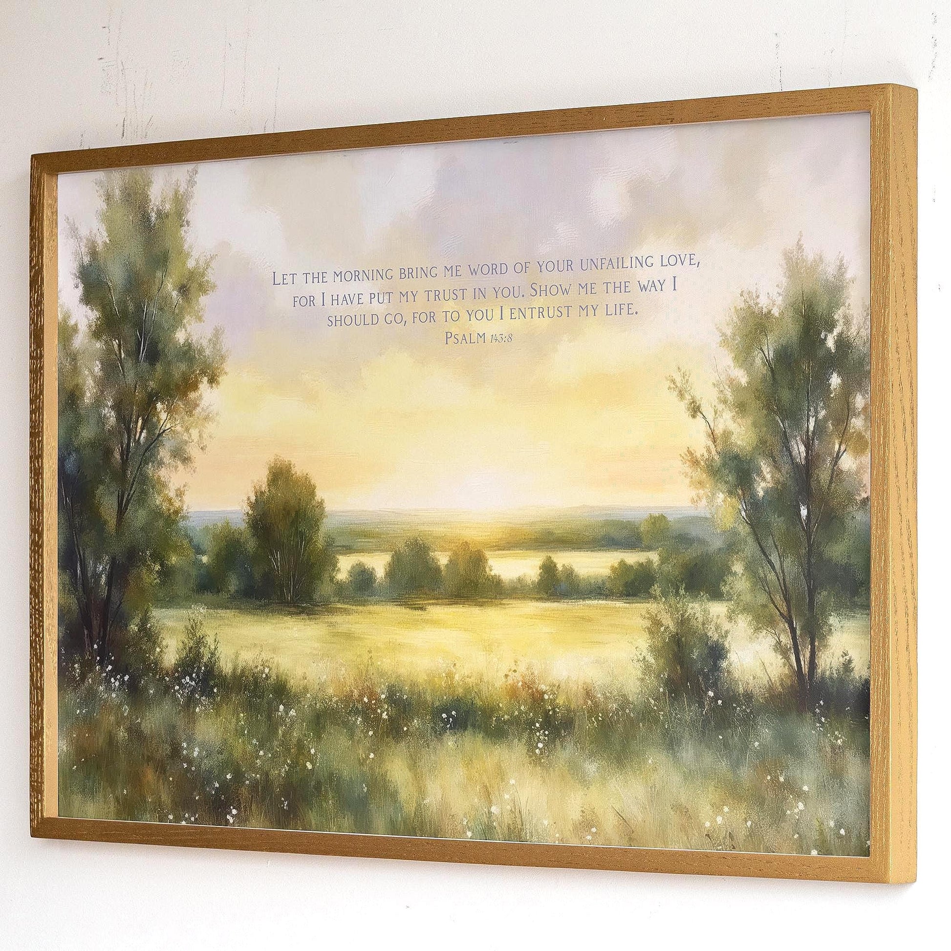 Framed Psalm 143 Scripture Wall Art | Bible Verse Wall Decor | Vintage Painting Scripture Canvas | Peaceful Christian Bible Verse Art