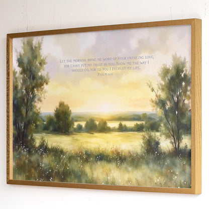 Framed Psalm 143 Scripture Wall Art | Bible Verse Wall Decor | Vintage Painting Scripture Canvas | Peaceful Christian Bible Verse Art