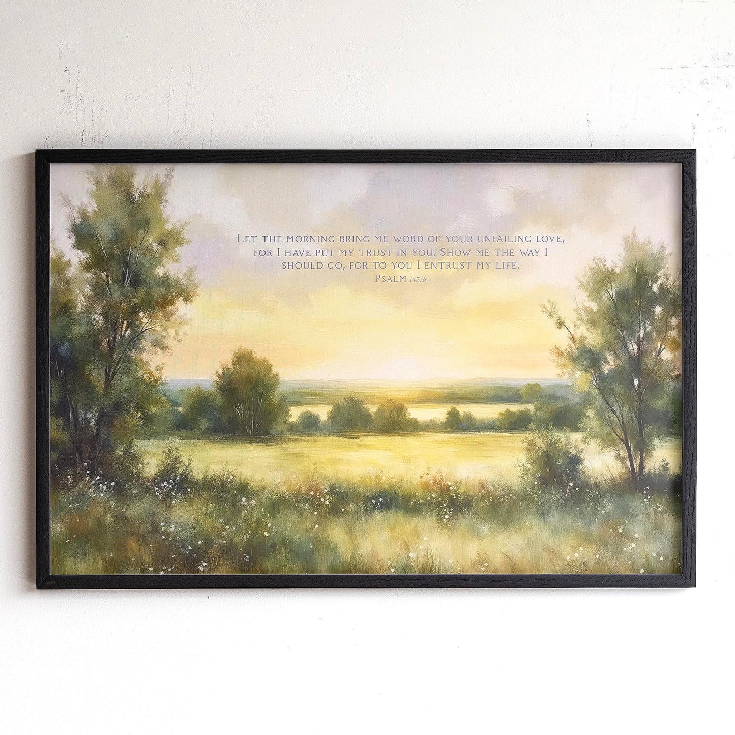 Framed Psalm 143 Scripture Wall Art | Bible Verse Wall Decor | Vintage Painting Scripture Canvas | Peaceful Christian Bible Verse Art