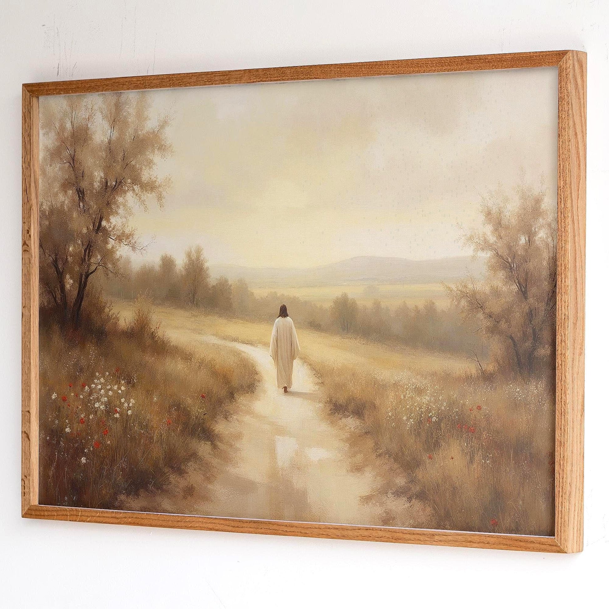 The Way, Truth, Life Framed Wall Art | Christian Art | Jesus Walking Canvas | John 14:6 Scripture Based Art | Gift for Baptism