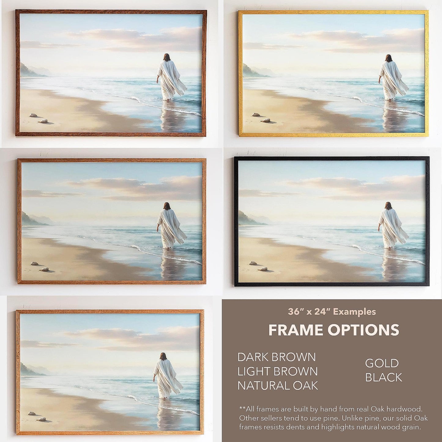 Jesus Framed Wall Art | Large Jesus Walking on Water Canvas | Christian Wall Decor | Peaceful Christian Art