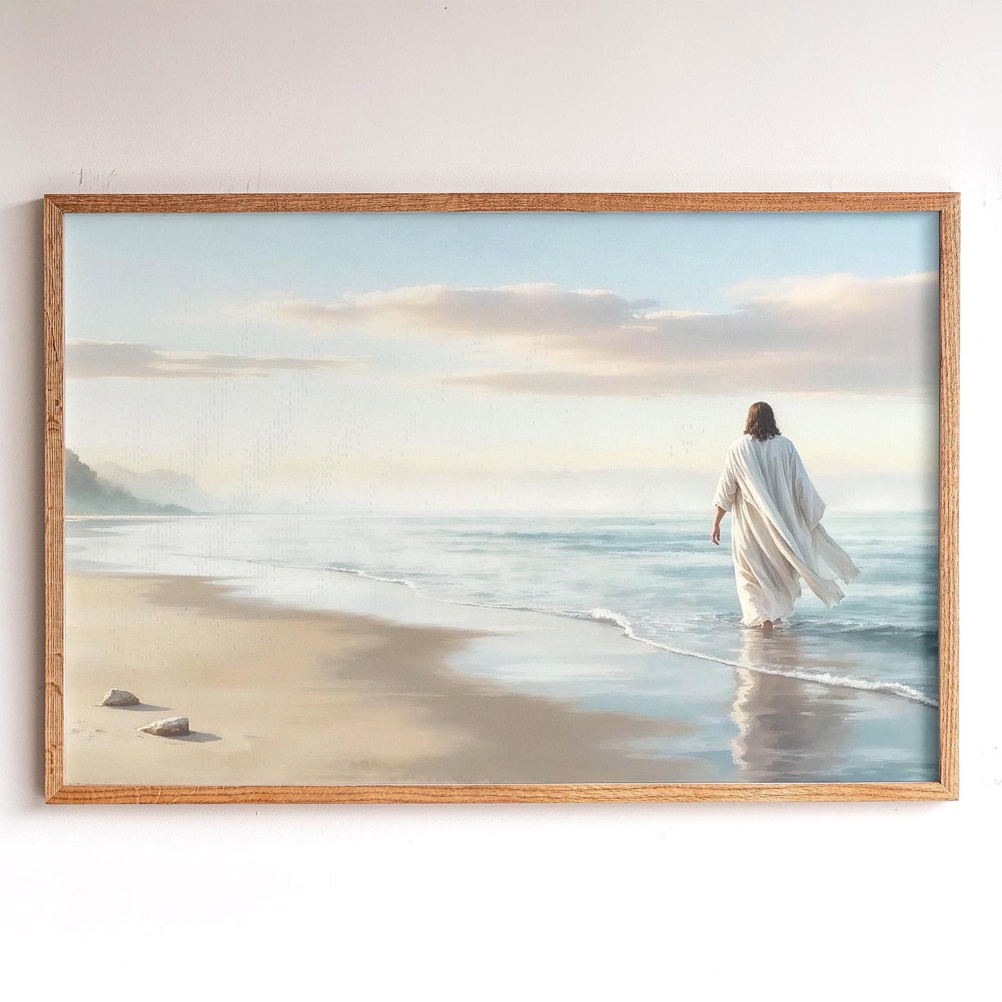 Jesus Framed Wall Art | Large Jesus Walking on Water Canvas | Christian Wall Decor | Peaceful Christian Art