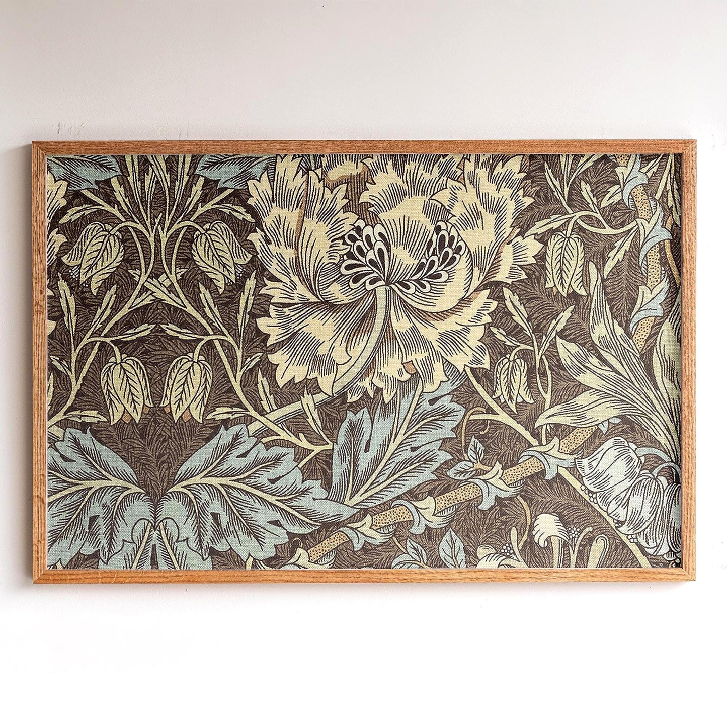 Framed Morris Pattern Art | Victorian Botanical Style Canvas | Vintage Floral Wall Decor in Earth Tones | WM2