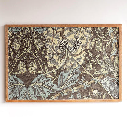 Framed Morris Pattern Art | Victorian Botanical Style Canvas | Vintage Floral Wall Decor in Earth Tones | WM2